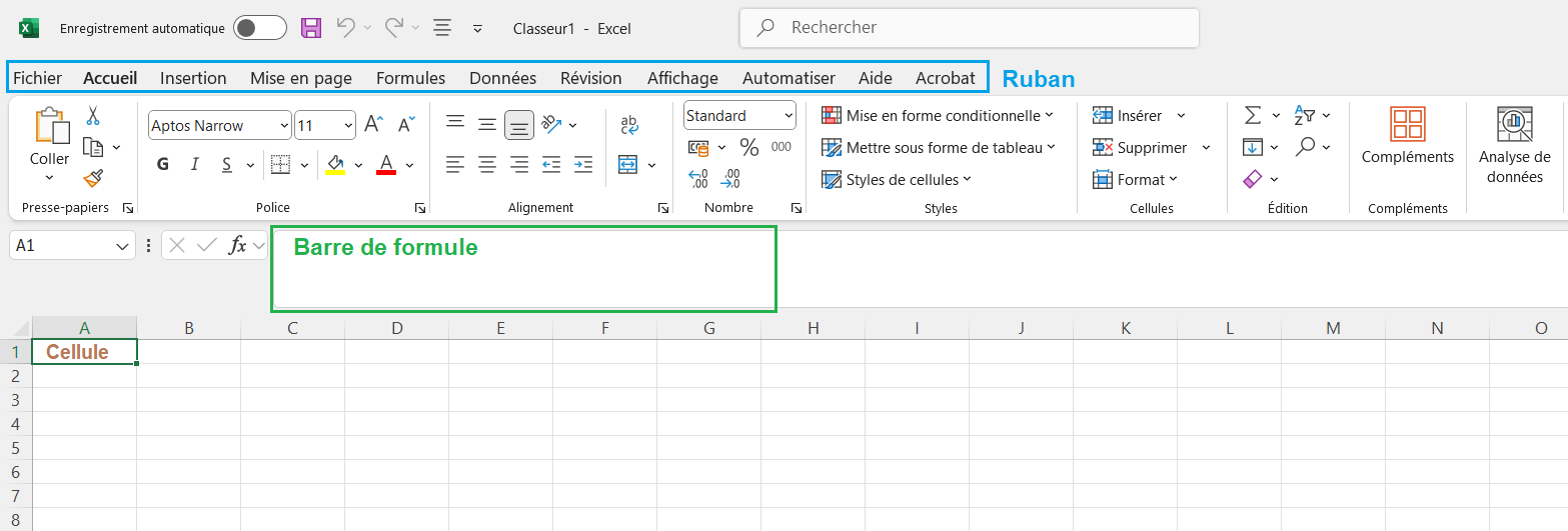Aperçu interface Excel