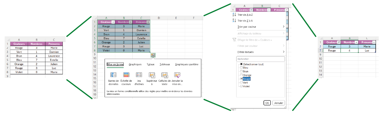 Aperçu tableau Excel